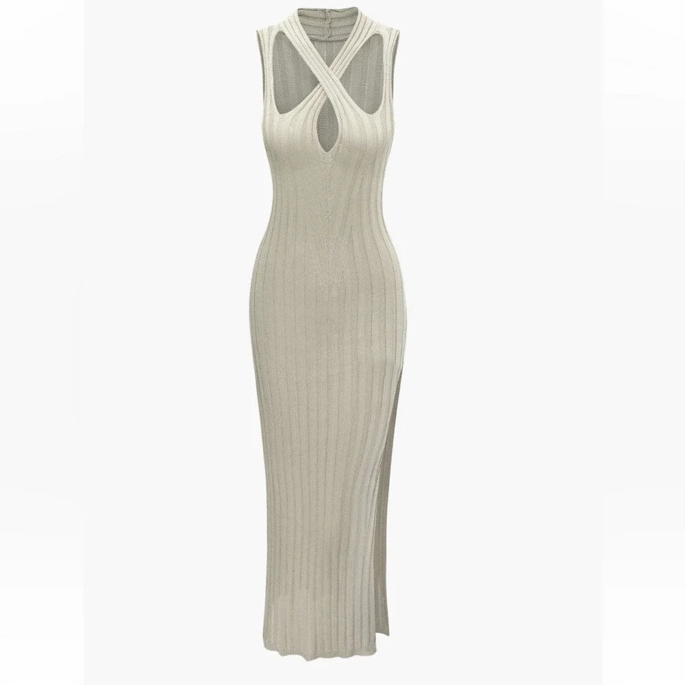 Micas Cross Halter Neck Split Maxi Dress size M - Picture 7 of 11